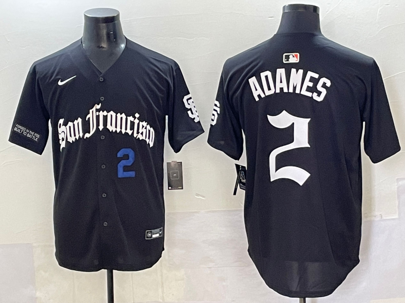 Men 2025 San Francisco Giants #2 Adames Black Five generations Joint Name Nike MLB Jersey style 22->san francisco giants->MLB Jersey